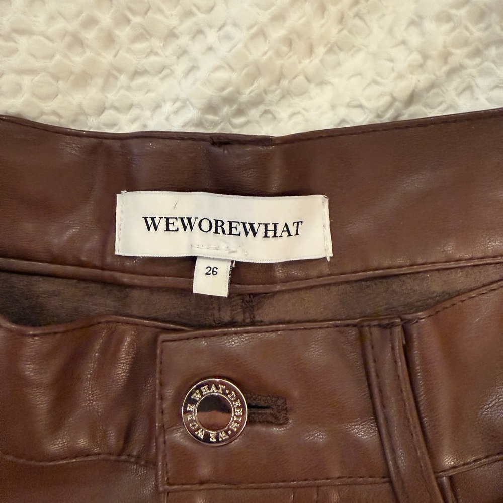 Leather shorts brown 26 WeWoreWhat - Picture 3 of 4